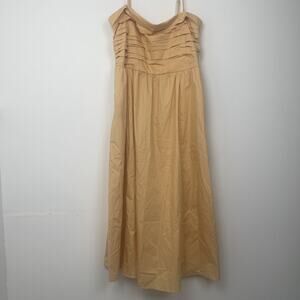 NEW Abercrombie & Fitch Size L Maxi Dress Peach Poplin Sundress Coquette Ruched